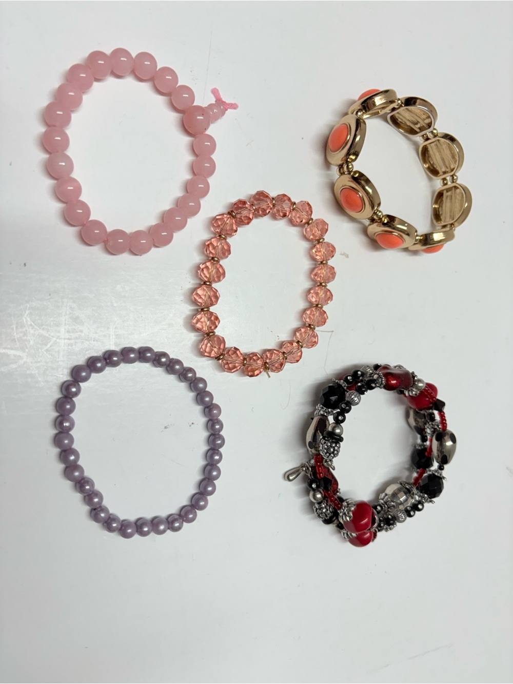 Lot of 5 Colorful Beaded Bracelets
